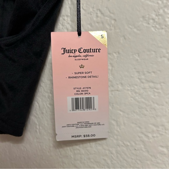 Juicy Couture Black Velour Bedazzled Sleeveless Pajama Top, Size S - Picture 6 of 6